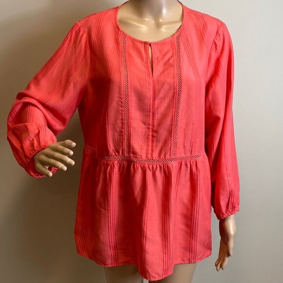 Fever coral pink 3/4 sleeves lightweight blouse top size M - Picture 2 of 11